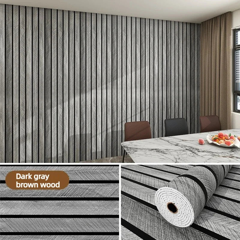 DIY Thick Brown Grid Wallpaper Faux Plaid Design Waterproof