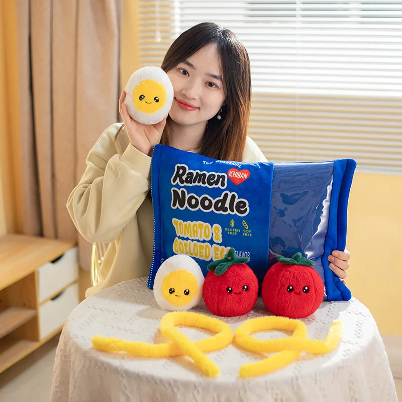Japan Ramen Snack Throw Pillow In a Bag Stuffed