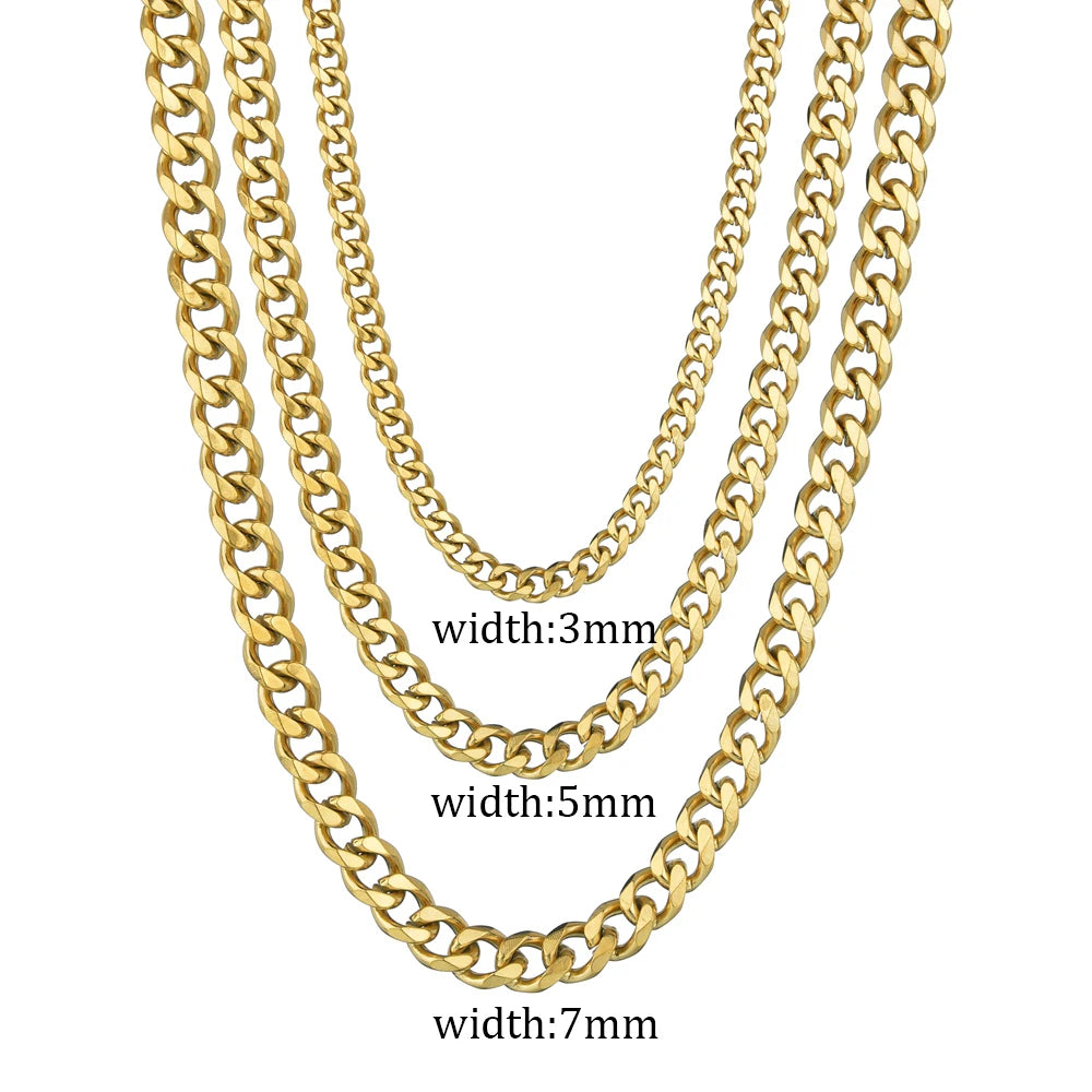 3/5/7mm Stainless Steel Cuban Link Chain