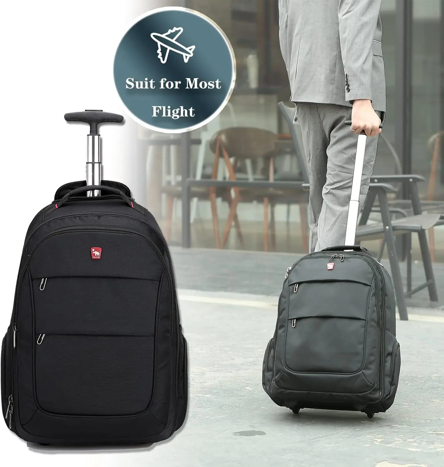 Men's Trolley Backpack Business Large Capacity With Wheels