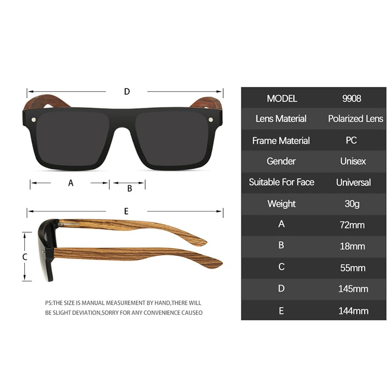 Oi Wood Sunglasses For Men Women Polarized Sunglasses For Men Square Anti Glare Driver Mirror Sun Glasses Women UV400