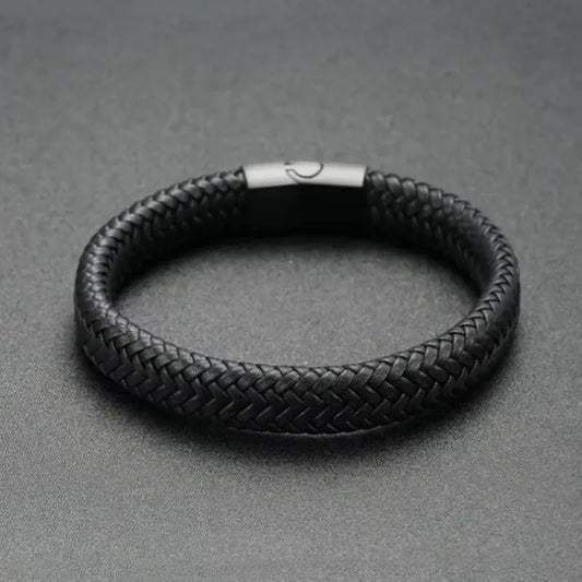 Black PU Leather Magnetic Bracelet