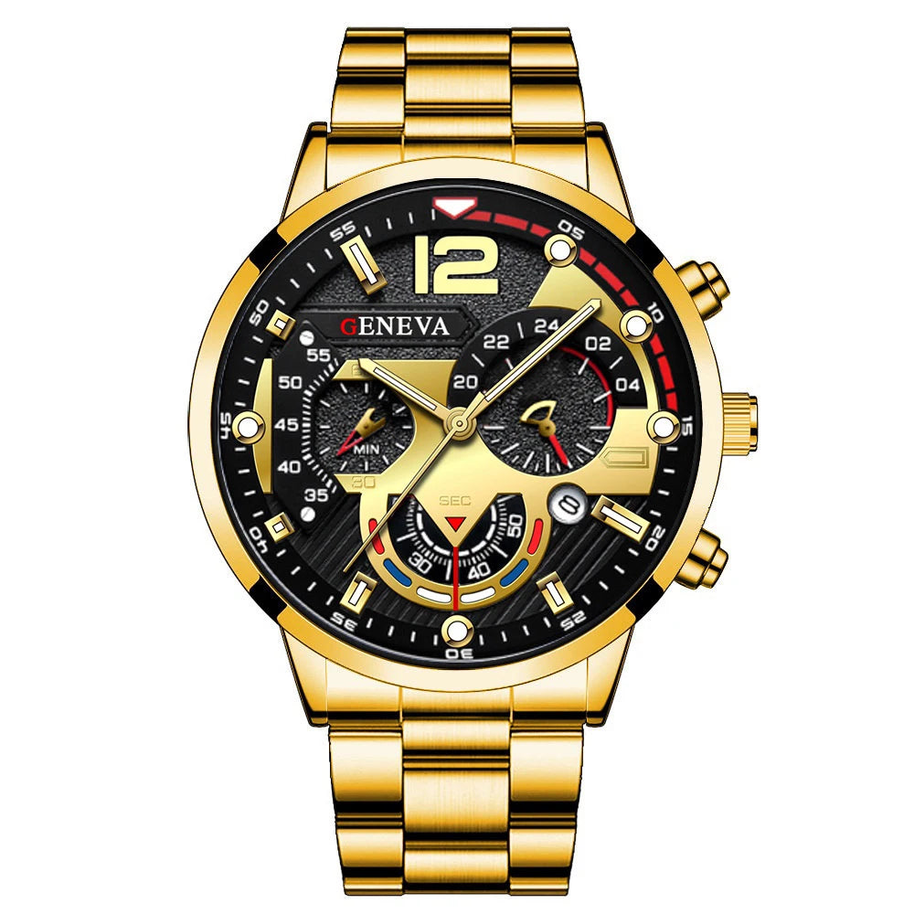 Stainless Steel Band Analog Quartz Wristwatch with Calendar