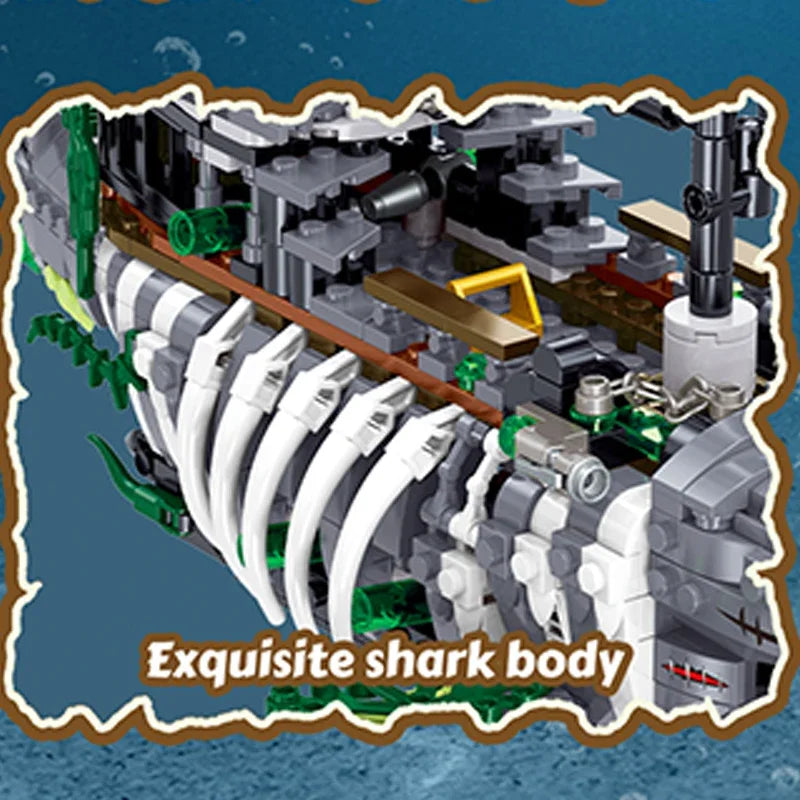 Ghost Sea Shark Pirate Ship Building Blocks 1155PCS