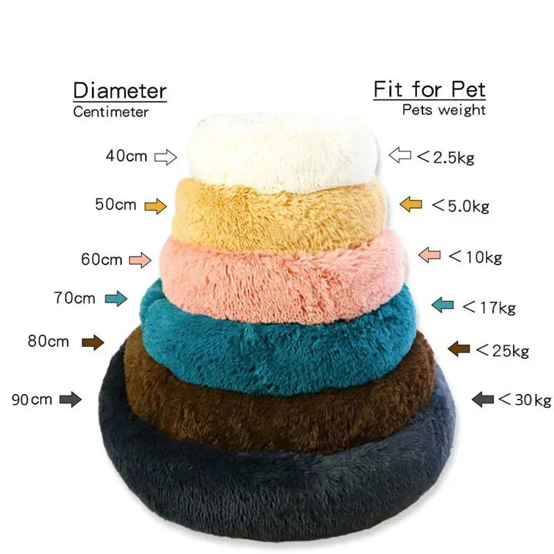 Cosy Round Plush Pet Bed 40-90cm