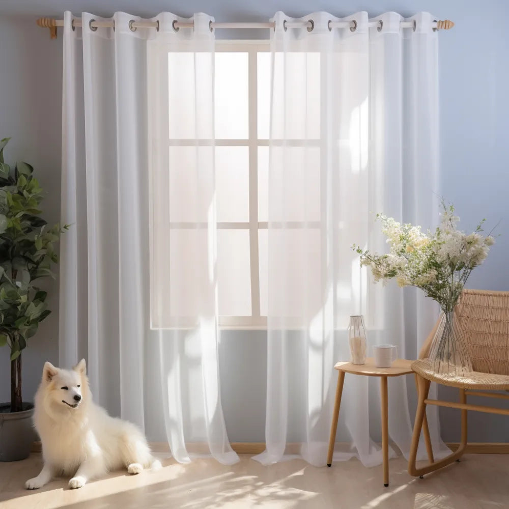 White Sheer Tulle Voile Organza Curtains