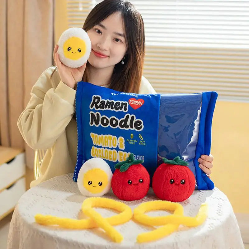 Japan Ramen Snack Throw Pillow In a Bag Stuffed
