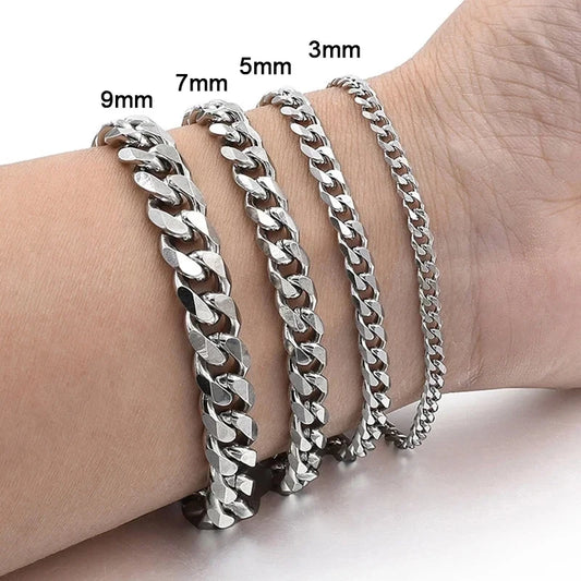 Chain Men Bracelet Classic Stainless Steel 3/5/7/9mm