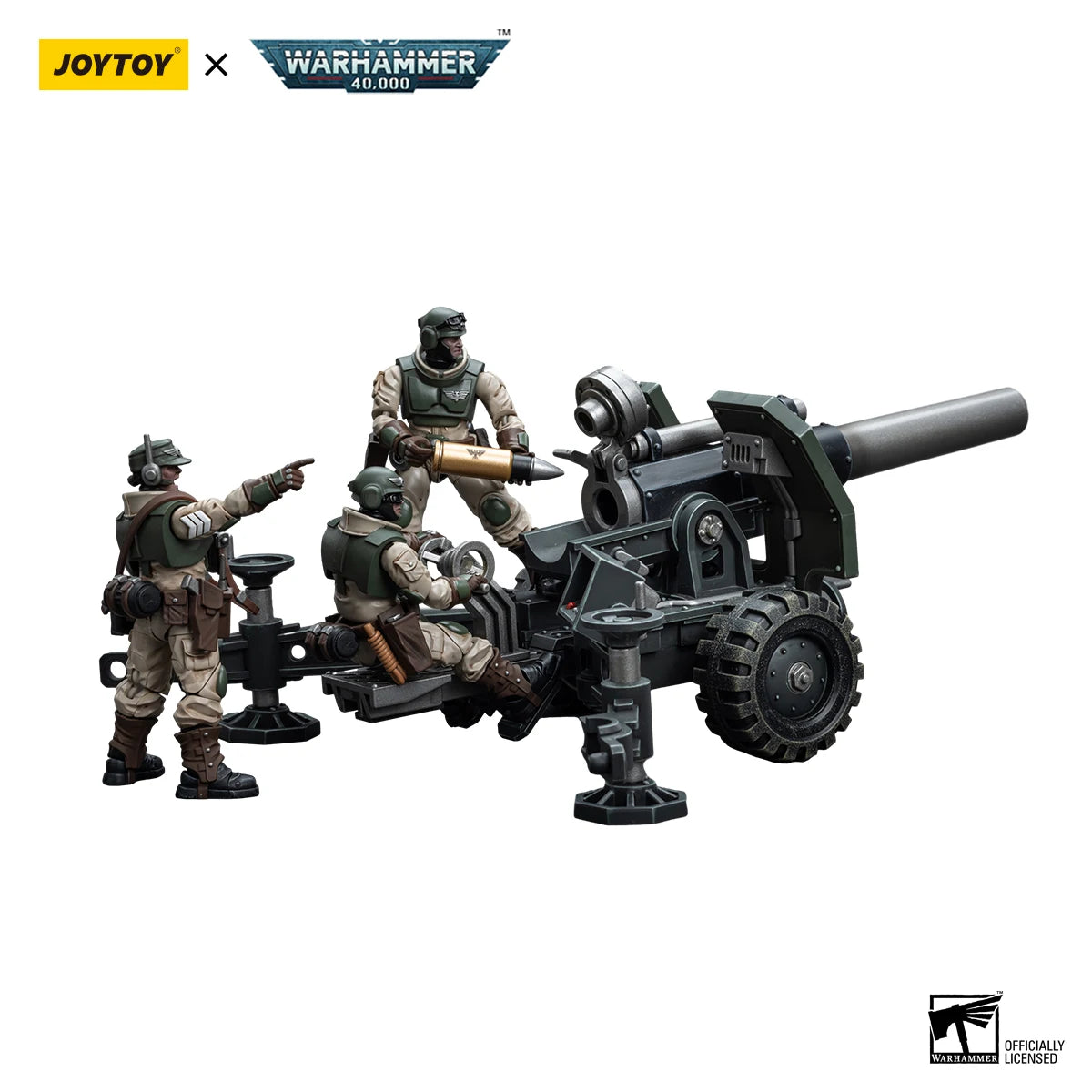 JOYTOY Warhammer 40k 1/18 Action Figures Anime Astra Militarum Ordnance Team with Bombast Field Gun Mobile Soldier Model Toys