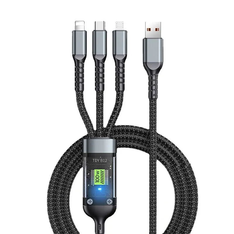 3 In 1 100w Transparent Fast Charging Cable