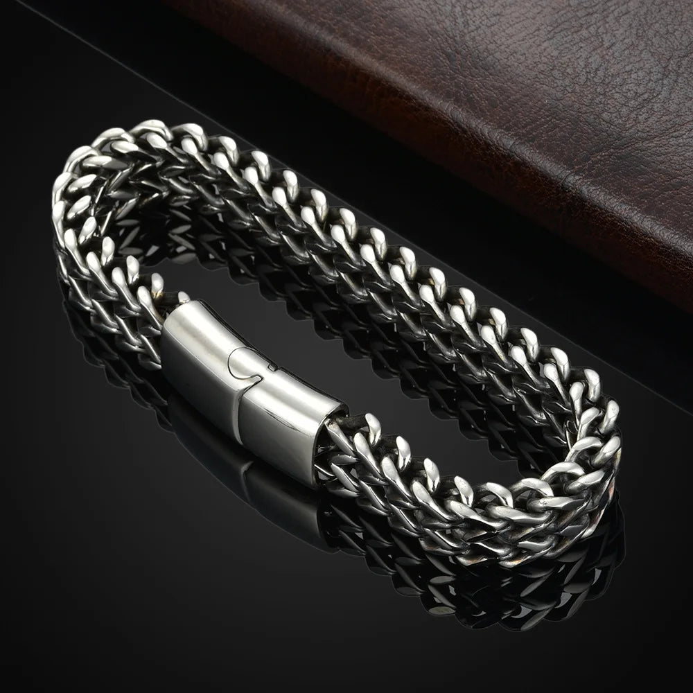 Stainless Steel Braided Alloy Magnetic Buckle Bracelet