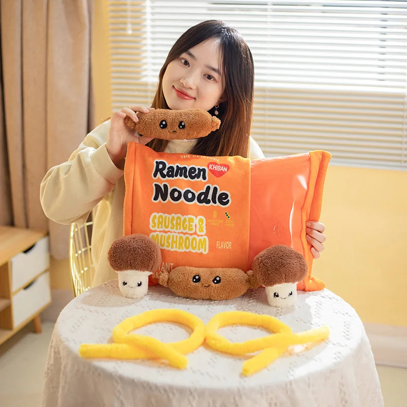 Japan Ramen Snack Throw Pillow In a Bag Stuffed