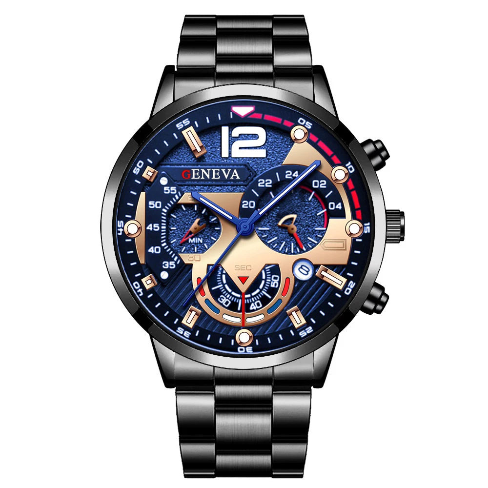 Stainless Steel Band Analog Quartz Wristwatch with Calendar