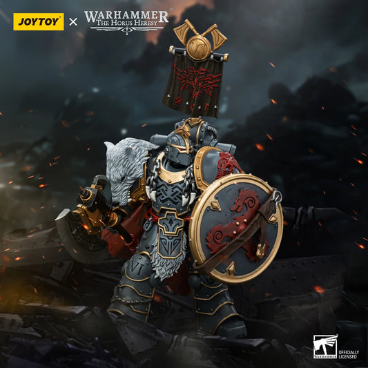 JOYTOY Warhammer 40k 1/18 Action Figures 12.4cm Space Wolves Legion Praetor with Power Axe and Combat Shield