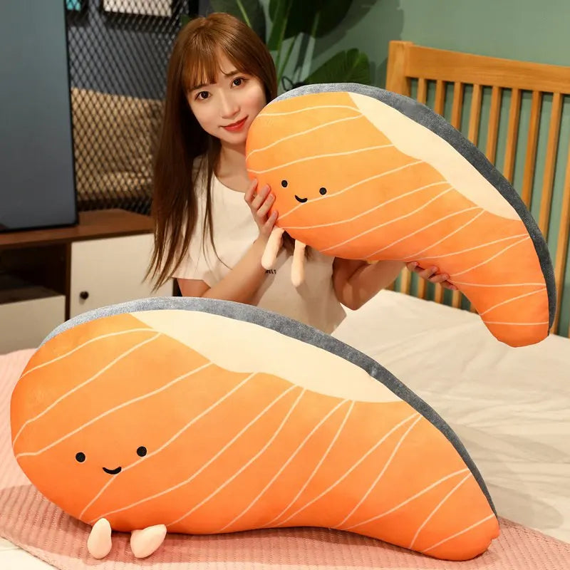 Salmon Fillet Plush Throw Pillow