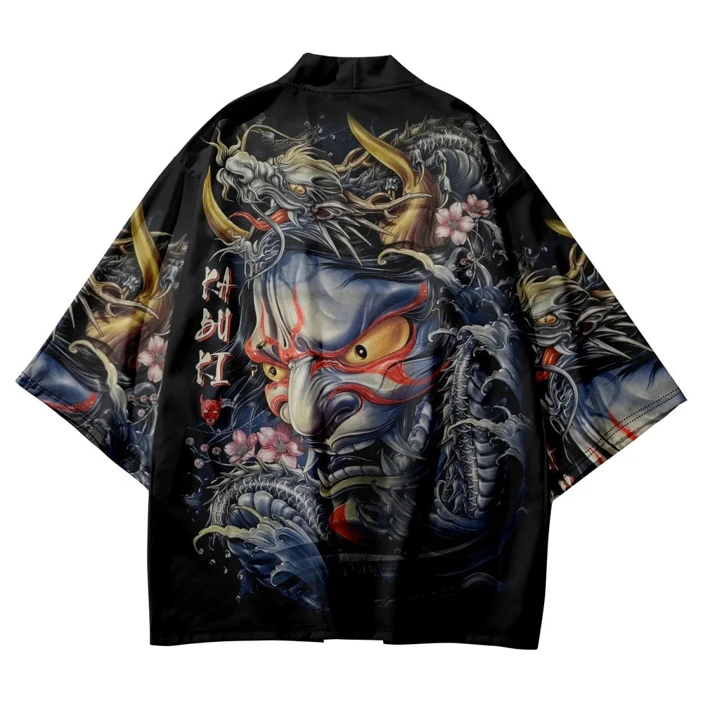 Kimono Japanese Traditional Samurai Anime Dragon - CLOTHING TOP