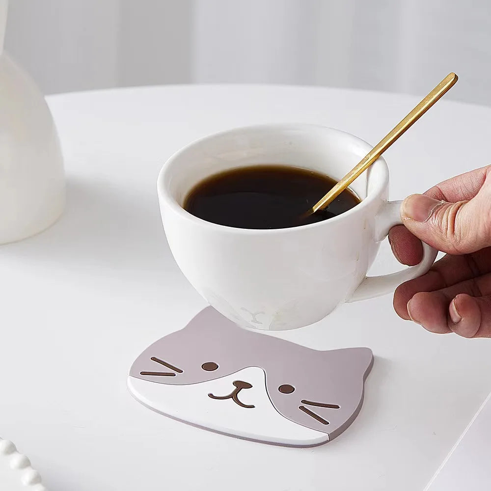 Cute Cats Silicone Cup Coaster Mat 5pcs