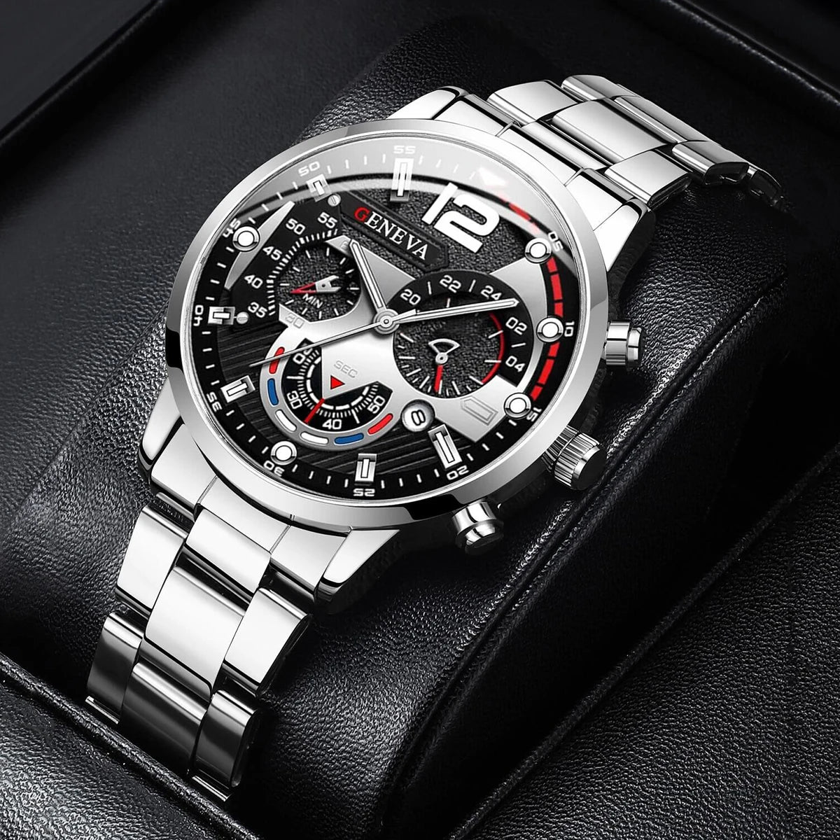 Stainless Steel Band Analog Quartz Wristwatch with Calendar