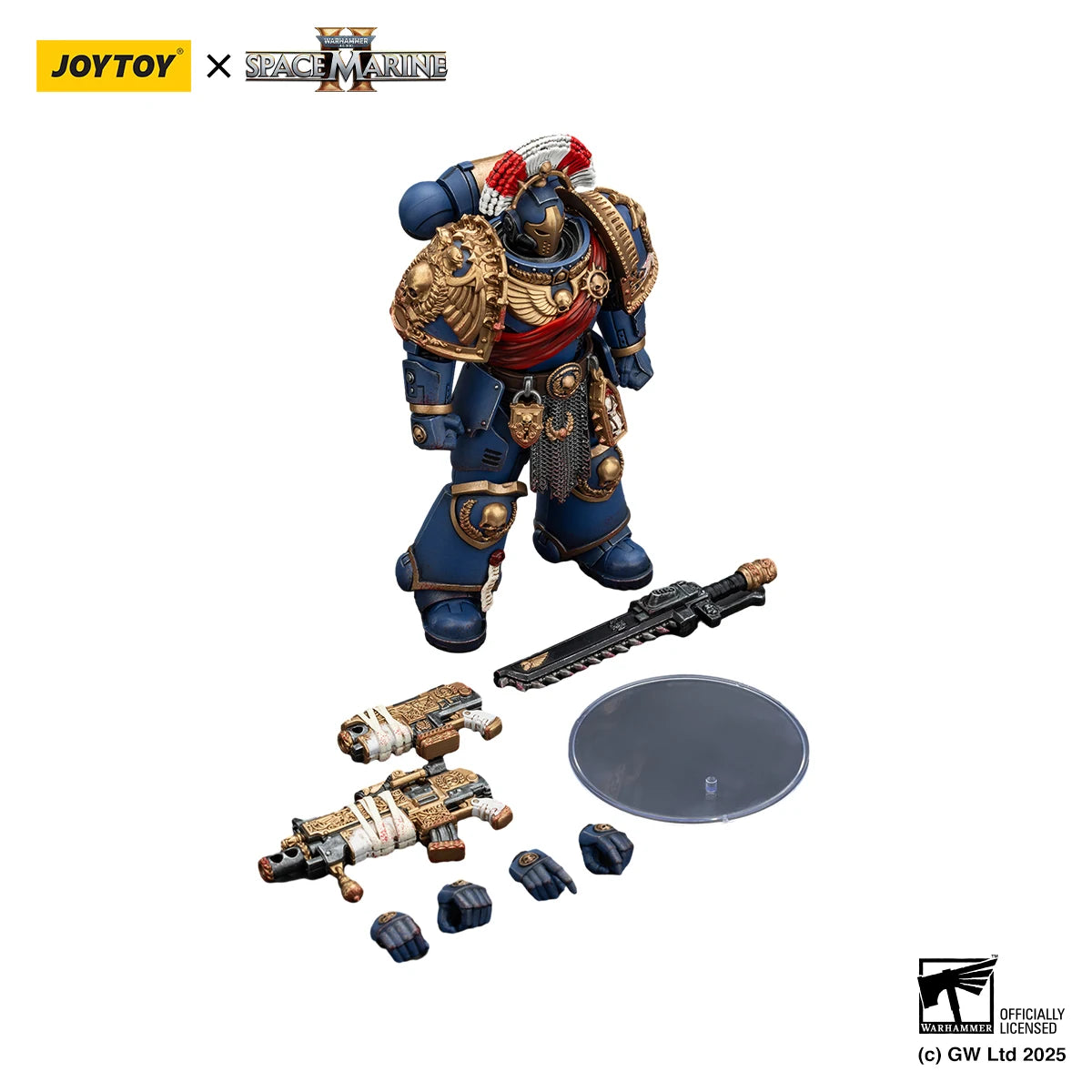 JOYTOY Warhammer 40k 1/18 Action Figures Ultramarines Relic Secundus Armour with Artificer bolt rifle chainsword and bolt pistol