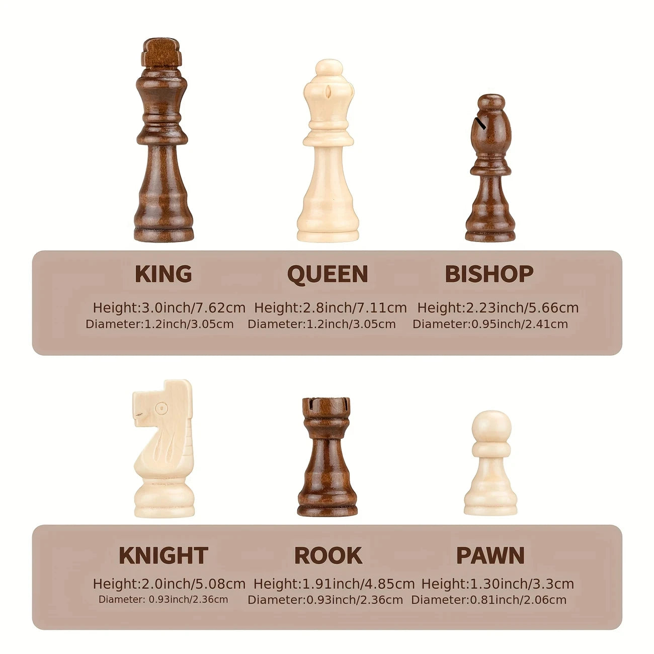 Wooden chess set 39.37cm/15.5inch with 2 additional queens