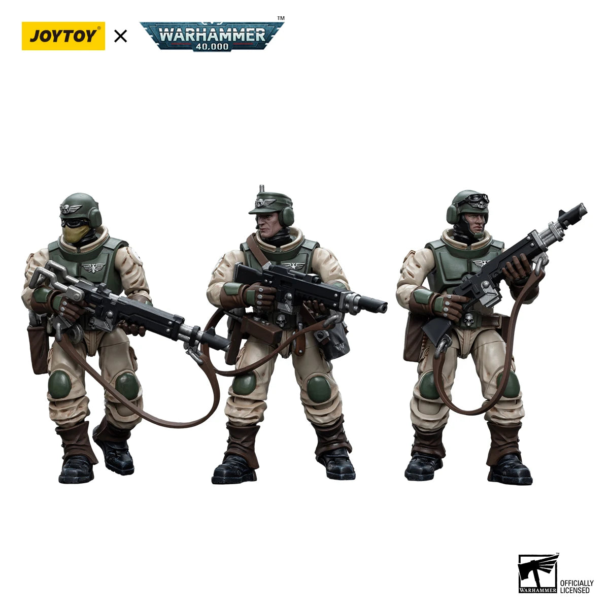 JOYTOY Warhammer 40k 1/18 Action Figures Anime Astra Militarum Ordnance Team with Malleus Rocket Launcher Soldier Model Toys