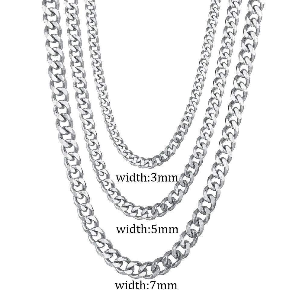 3/5/7mm Stainless Steel Cuban Link Chain