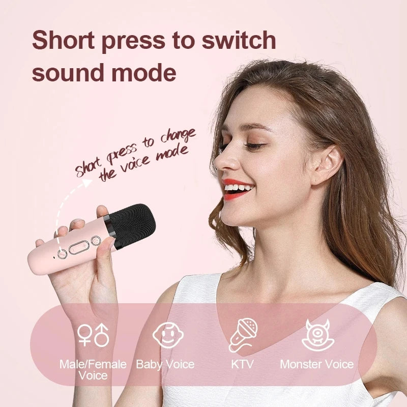 Mini Karaoke Portable Speaker With 1-2 Wireless Microphone