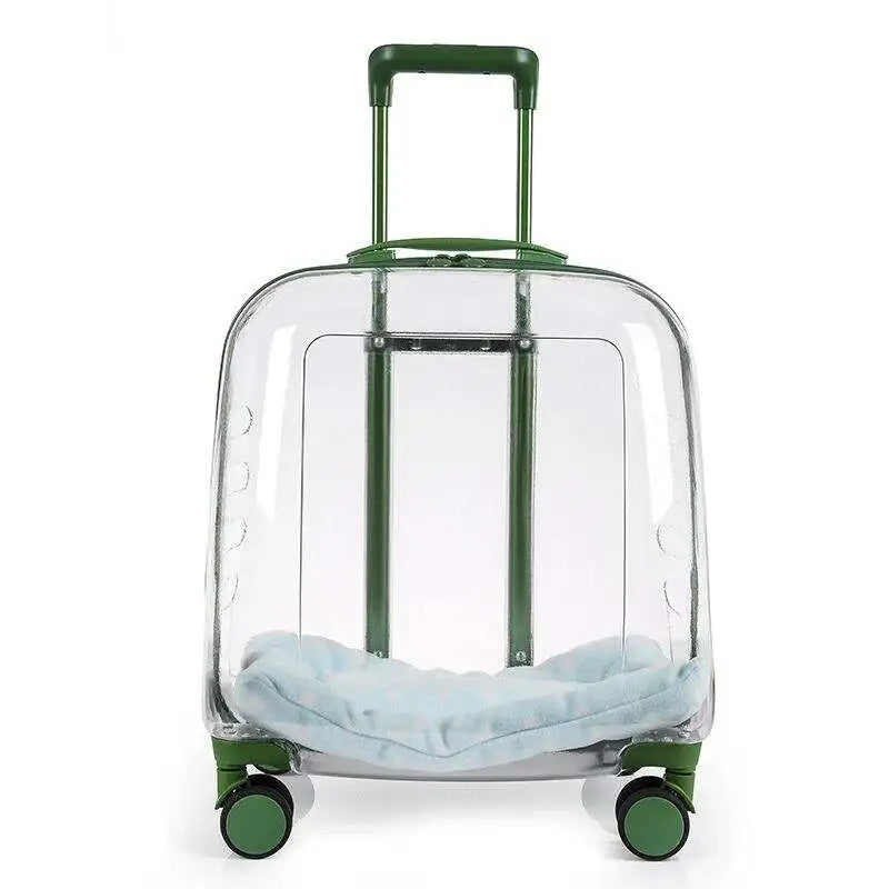 Stylish Transparent Ventilated Pet Luggage Trolley Case