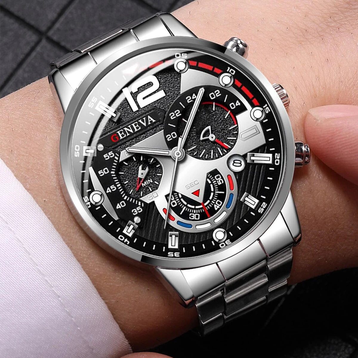 Stainless Steel Band Analog Quartz Wristwatch with Calendar