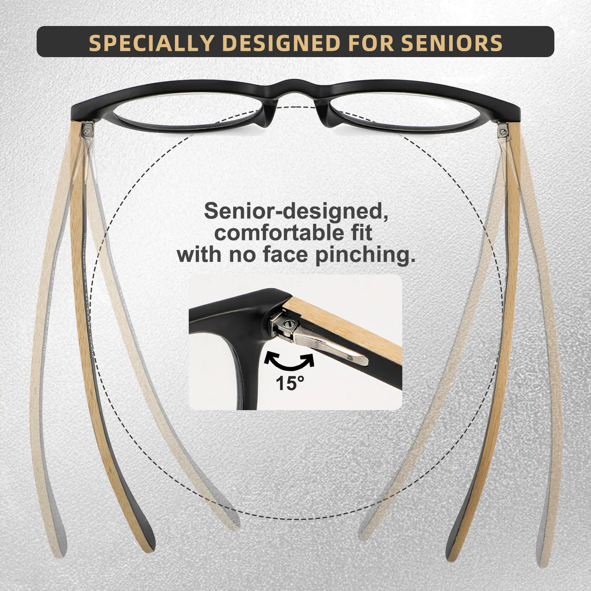 Oi Wood Bamboo Wood Reading Glasses for Men and Women Retro Round Anti Blue Light Presbyopia Glasses 0 +100 +150 +250