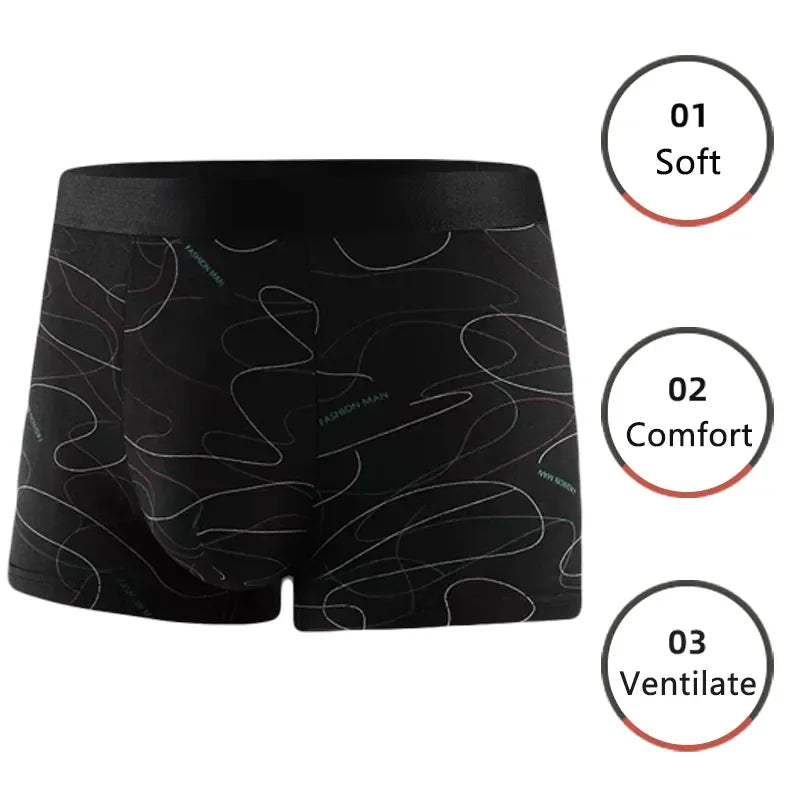 Simple Line Breathable 3 Pieces Men Boxers Underwear