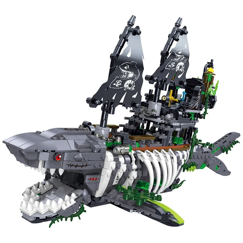 Ghost Sea Shark Pirate Ship Building Blocks 1155PCS