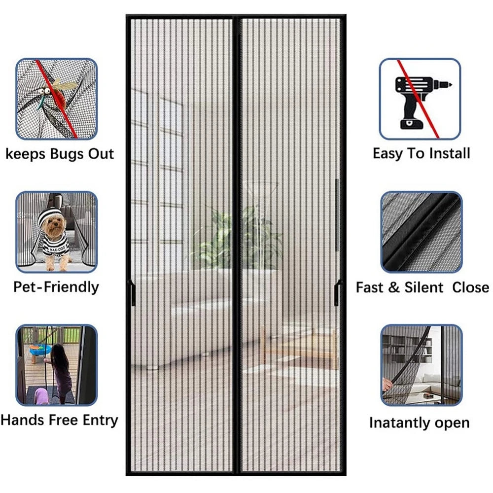 Magnetic Screen Door Curtain Anti Mosquito Automatic Closing