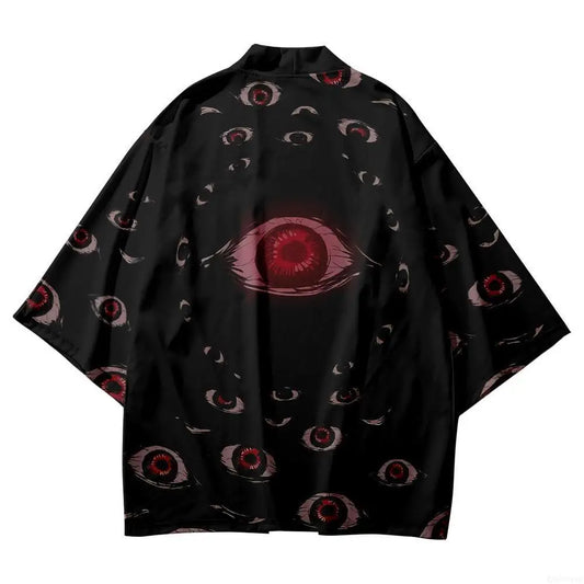 Kimono Japanese Style Eye Print Traditional - CLOTHING TOP