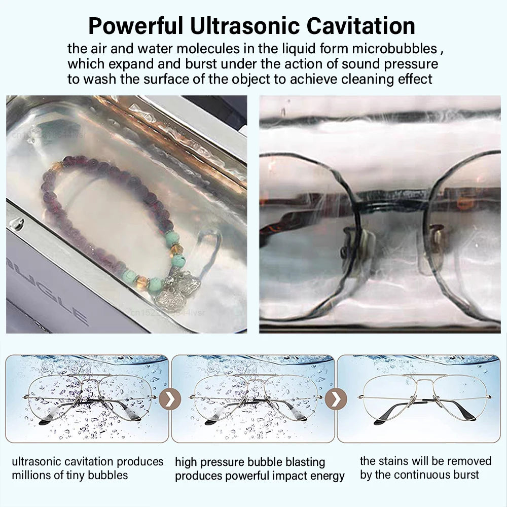 Ultrasonic Cleaner 35W Glasses jewelry Cleaner 500ML