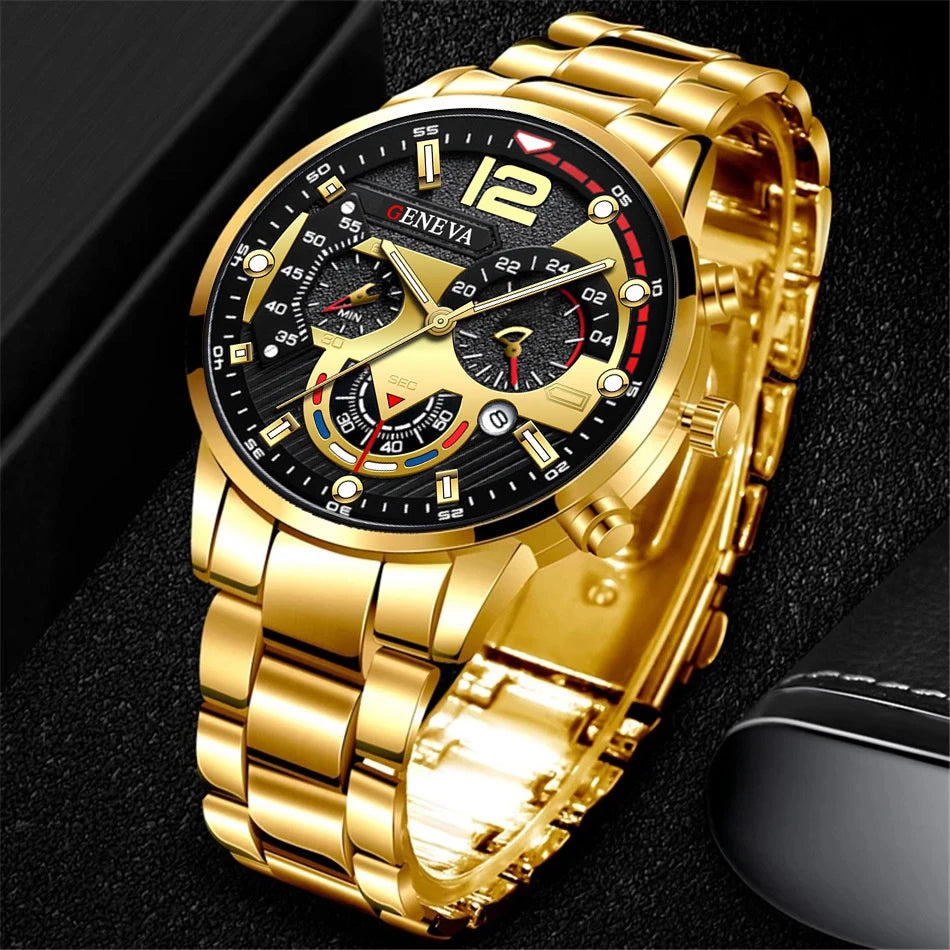 Stainless Steel Band Analog Quartz Wristwatch with Calendar