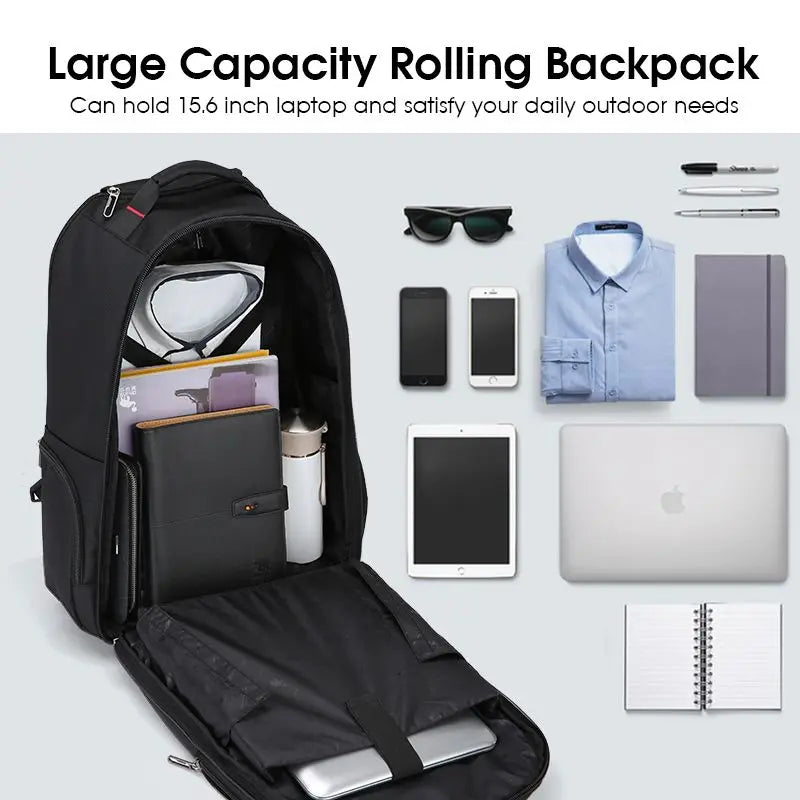 Men's Trolley Backpack Business Large Capacity With Wheels