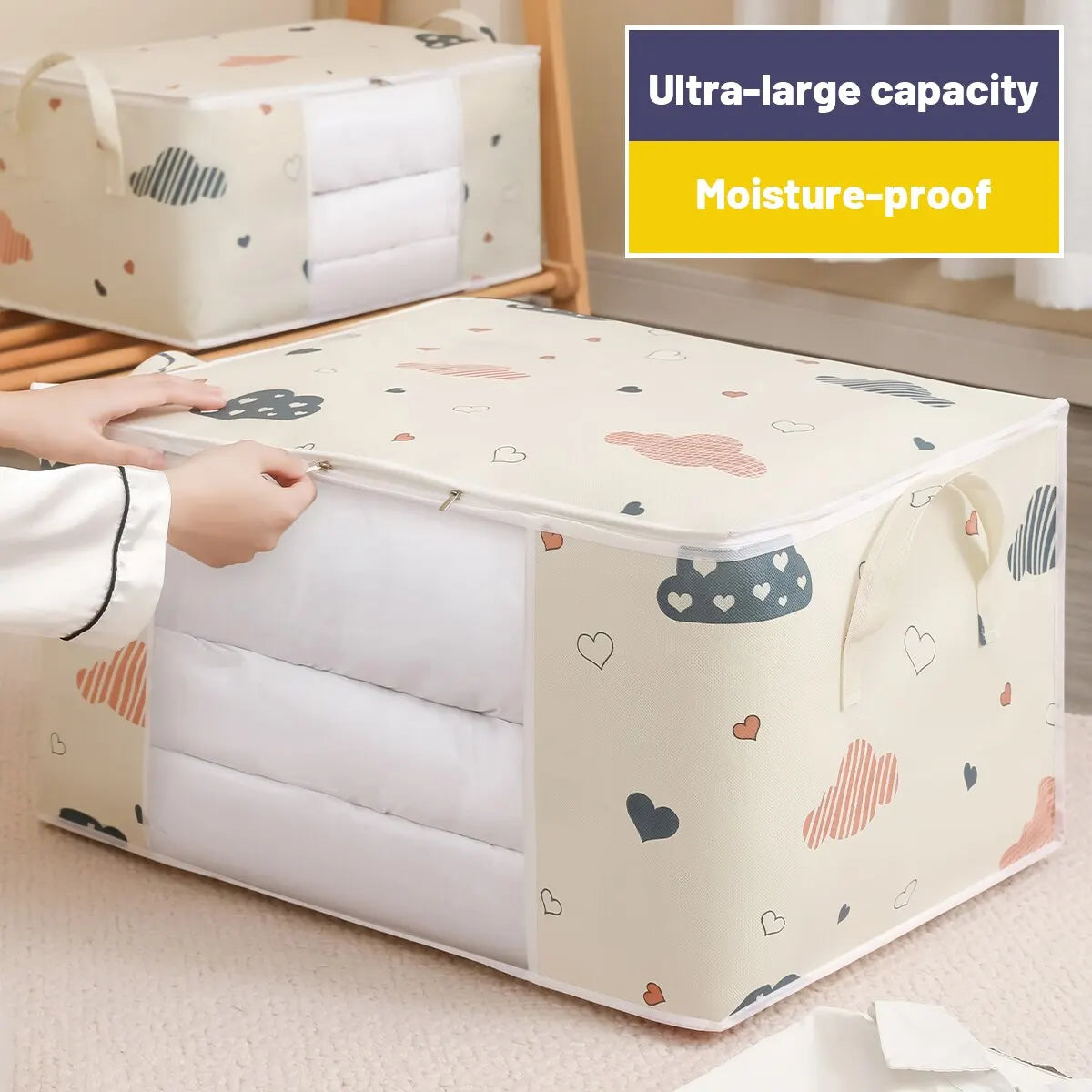 Large Capacity Clothes Storage Organizer With Reinforced Handle