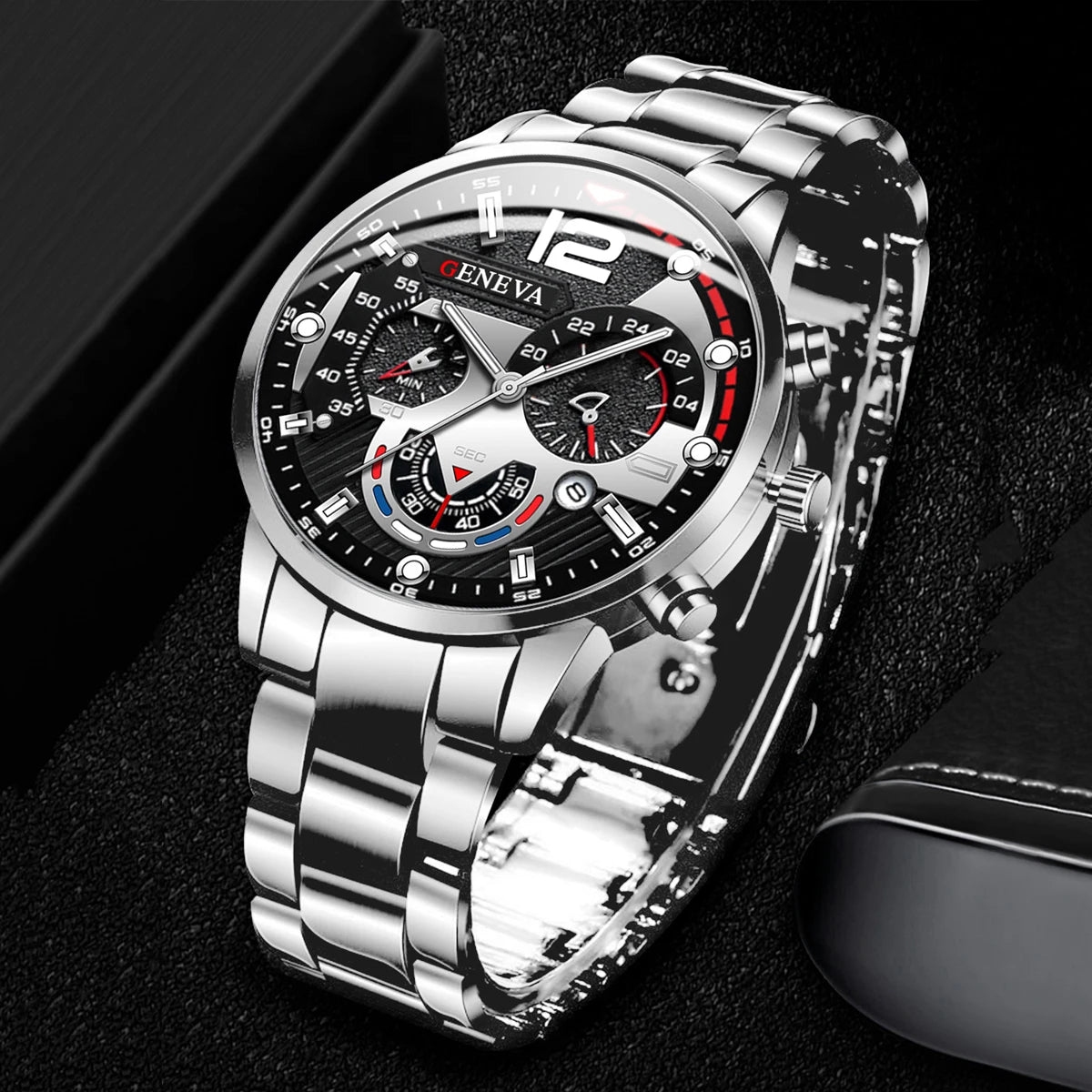 Stainless Steel Band Analog Quartz Wristwatch with Calendar