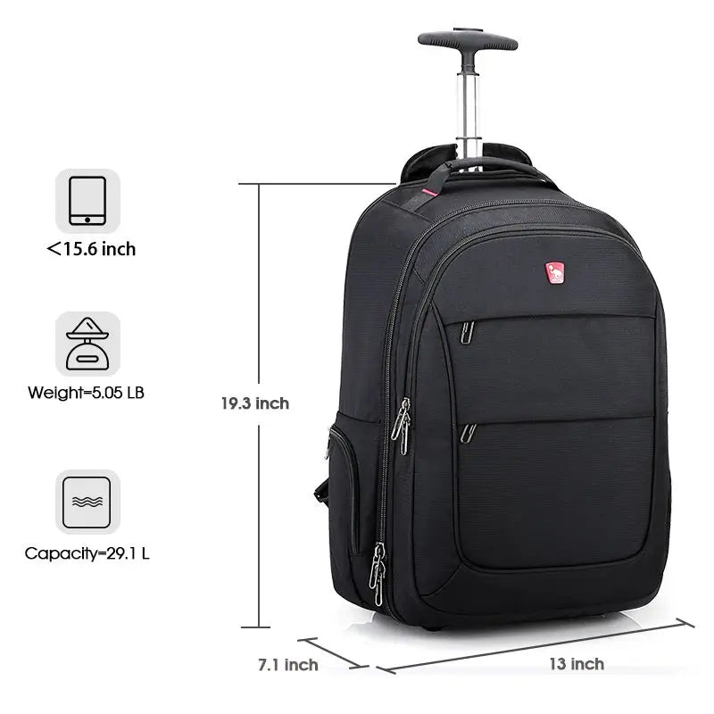 Men's Trolley Backpack Business Large Capacity With Wheels