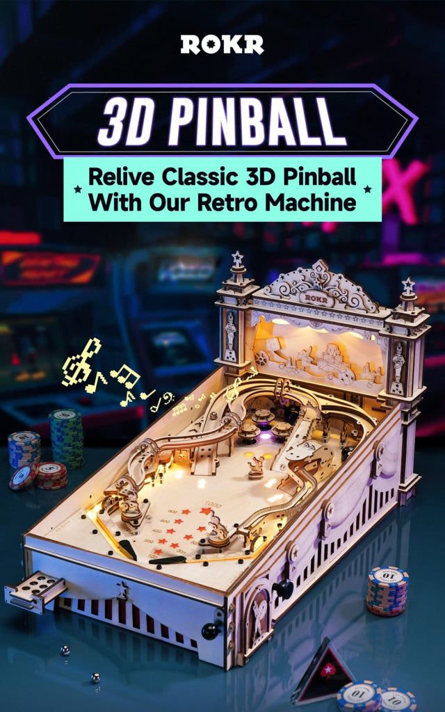 Robotime Rokr 3D Pinball Family Party Machine Vintage Style Eg01 Dropship