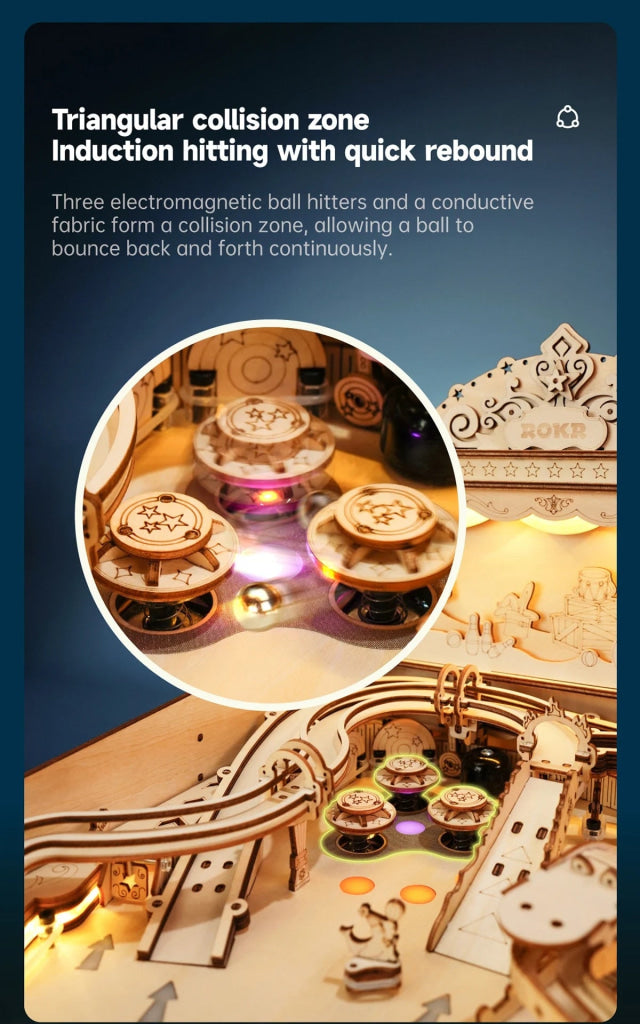 Robotime Rokr 3D Pinball Family Party Machine Vintage Style Eg01 Dropship