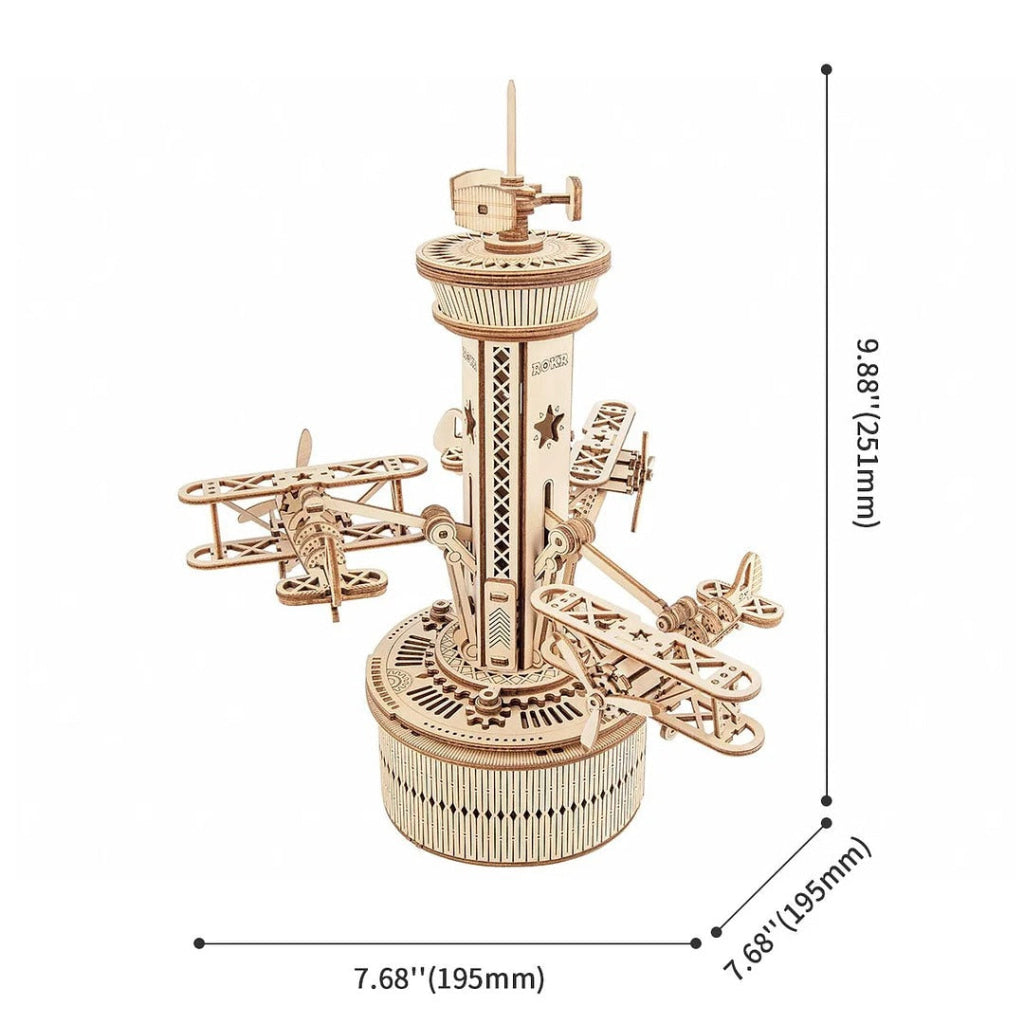 Robotime Rokr Airplane Control Tower Mechanical Music Box Amk41 Dropship