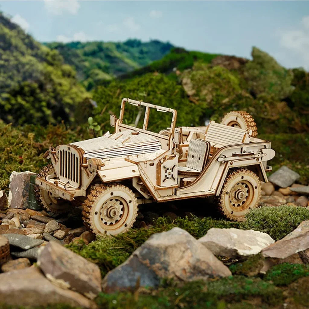 Robotime Rokr Army Jeep Scale Model 3D Wooden Puzzle Mc701 Dropship