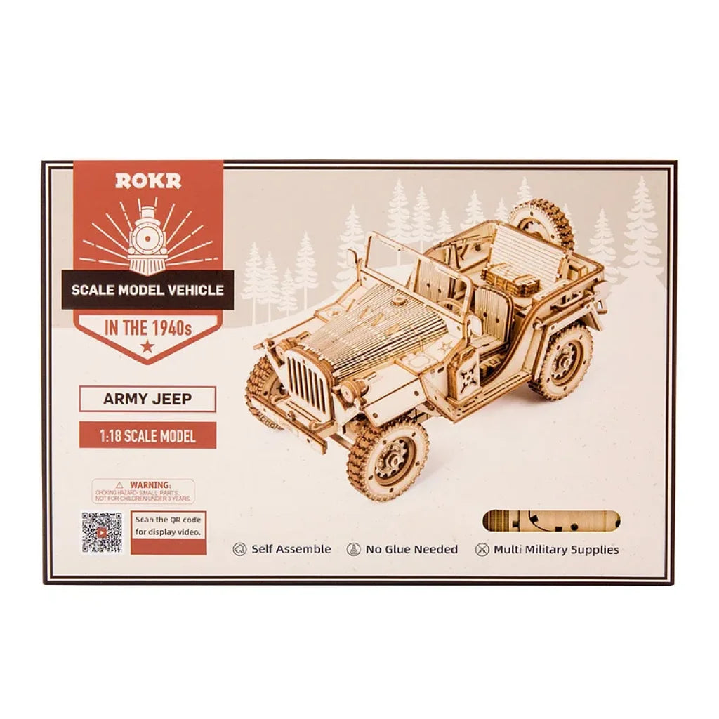 Robotime Rokr Army Jeep Scale Model 3D Wooden Puzzle Mc701 Dropship