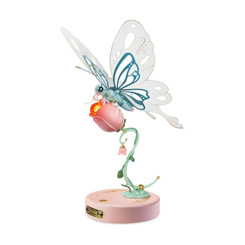 Robotime Rokr Butterfly Diy Mechanical 3D Puzzle Pink Dropship