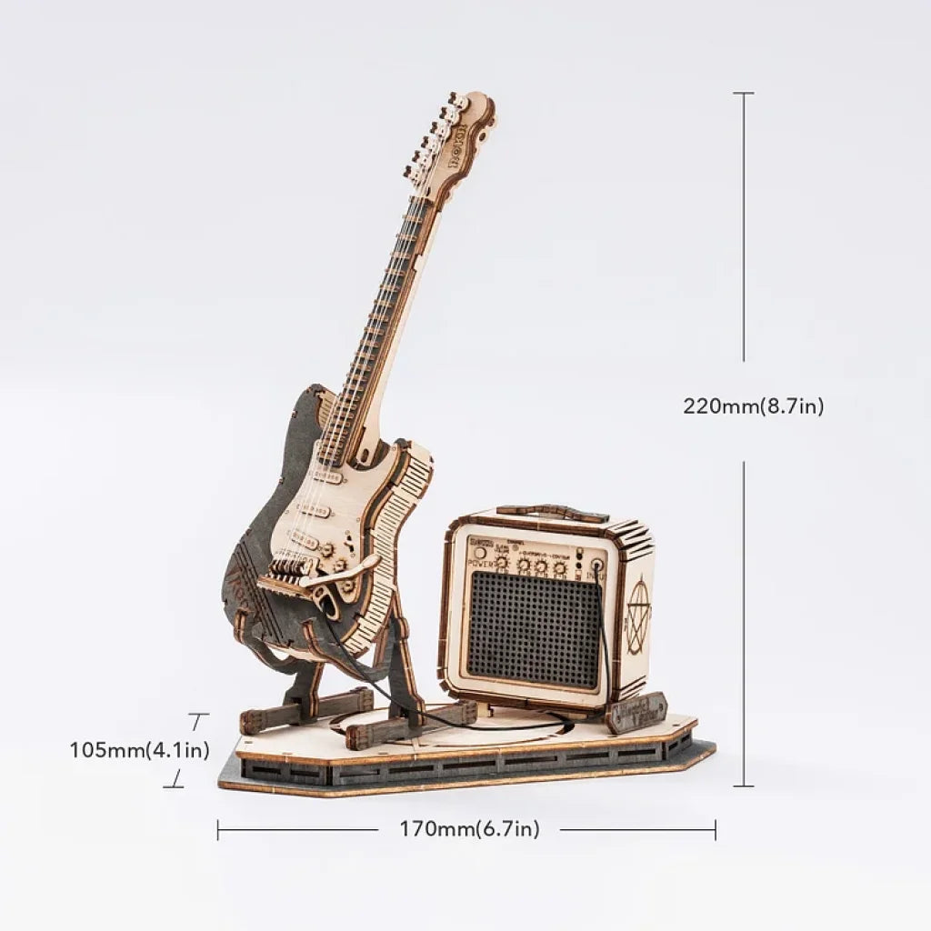 Robotime Rokr Electric Guitar Model 3D Wooden Puzzle Tg605K Dropship