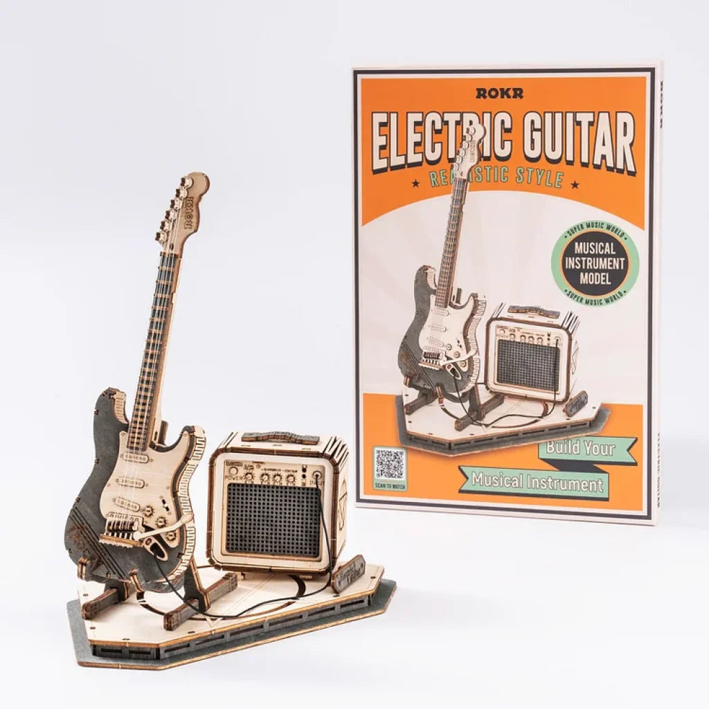 Robotime Rokr Electric Guitar Model 3D Wooden Puzzle Tg605K Dropship