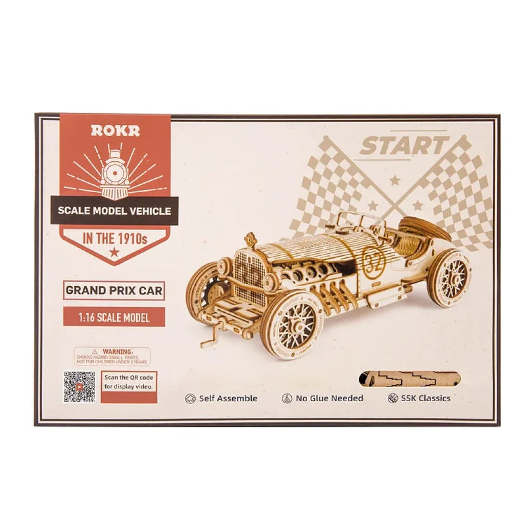 Robotime Rokr Grand Prix Car Scale Model 3D Wooden Puzzle Mc401 Dropship
