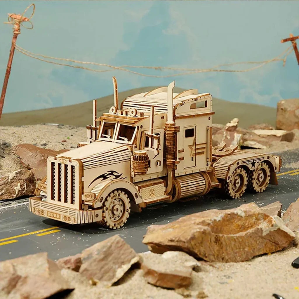 Robotime Rokr Heavy Truck Scale Model 3D Wooden Puzzle Mc502 Dropship